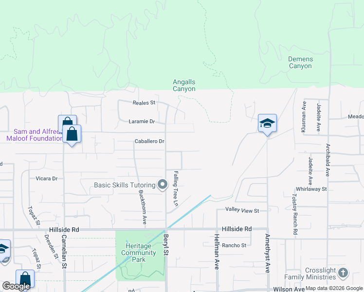 map of restaurants, bars, coffee shops, grocery stores, and more near 9164 Hidden Farm Road in Rancho Cucamonga