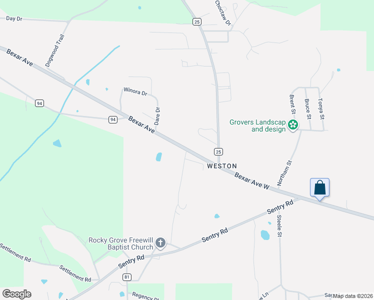 map of restaurants, bars, coffee shops, grocery stores, and more near Bexar Avenue in Hamilton