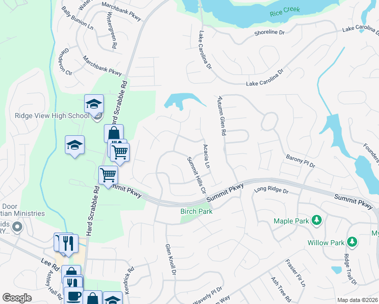 map of restaurants, bars, coffee shops, grocery stores, and more near 419 Summit Hills Circle in Columbia