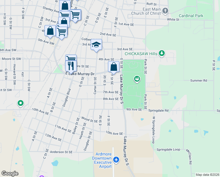 map of restaurants, bars, coffee shops, grocery stores, and more near 611 F Street Southeast in Ardmore