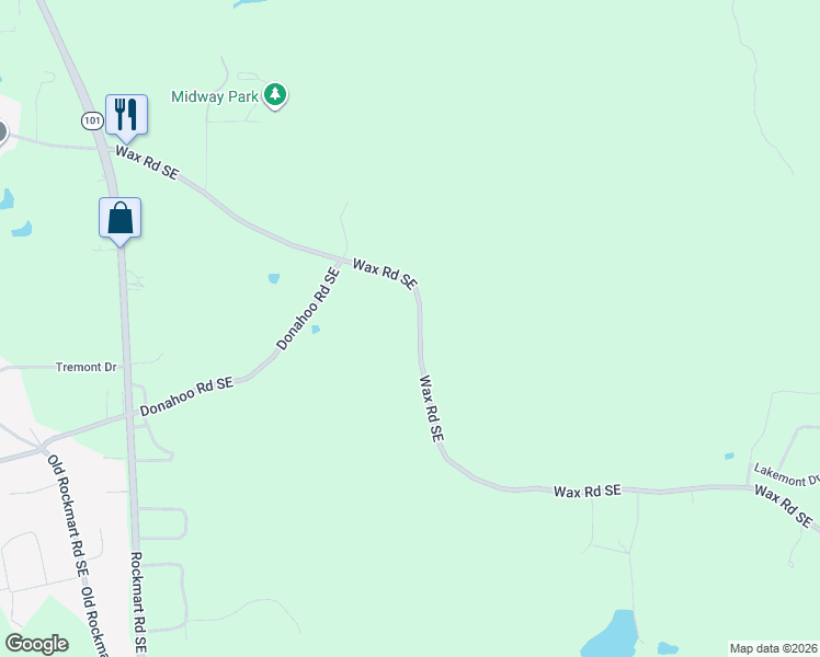 map of restaurants, bars, coffee shops, grocery stores, and more near 660 Wax Rd SE in Silver Creek