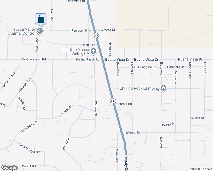 map of restaurants, bars, coffee shops, grocery stores, and more near 1 Old Woman Springs Road in Yucca Valley
