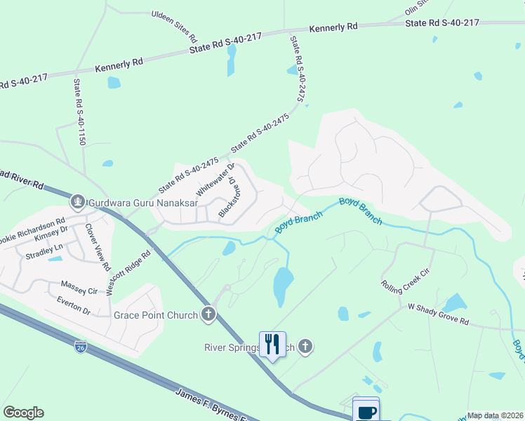 map of restaurants, bars, coffee shops, grocery stores, and more near 330 Nichols Branch Lane in Irmo