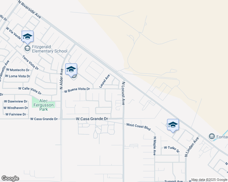 map of restaurants, bars, coffee shops, grocery stores, and more near 3387 N Almond Dr in Rialto