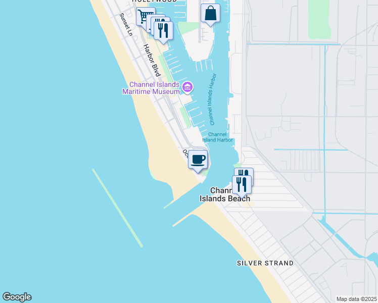 map of restaurants, bars, coffee shops, grocery stores, and more near 3248 Ocean Dr in Oxnard