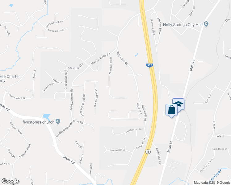 map of restaurants, bars, coffee shops, grocery stores, and more near 1855 Mountain Trace in Canton