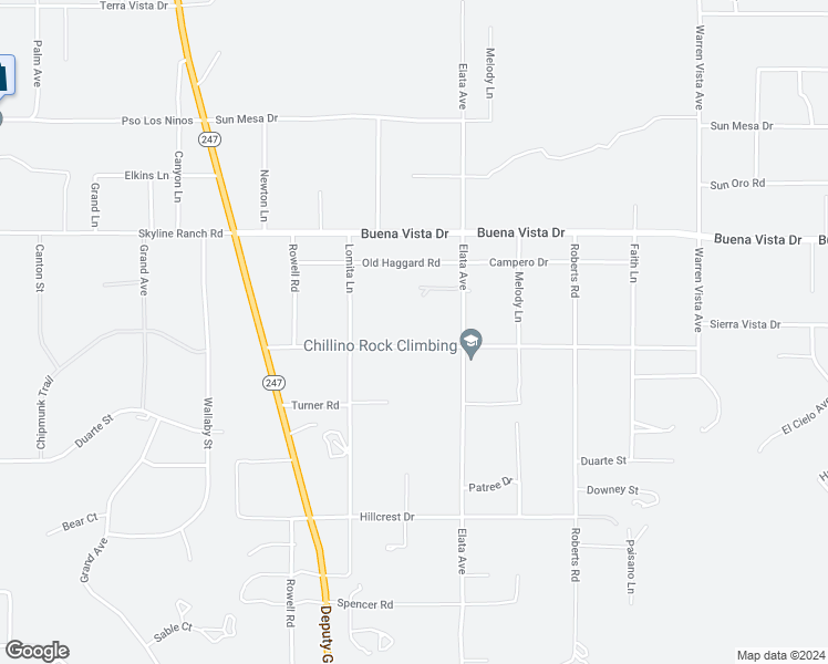 map of restaurants, bars, coffee shops, grocery stores, and more near 57240 Chipmunk Trail in Yucca Valley