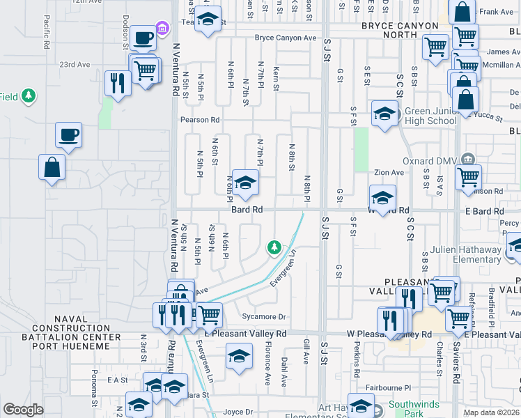 map of restaurants, bars, coffee shops, grocery stores, and more near in Port Hueneme