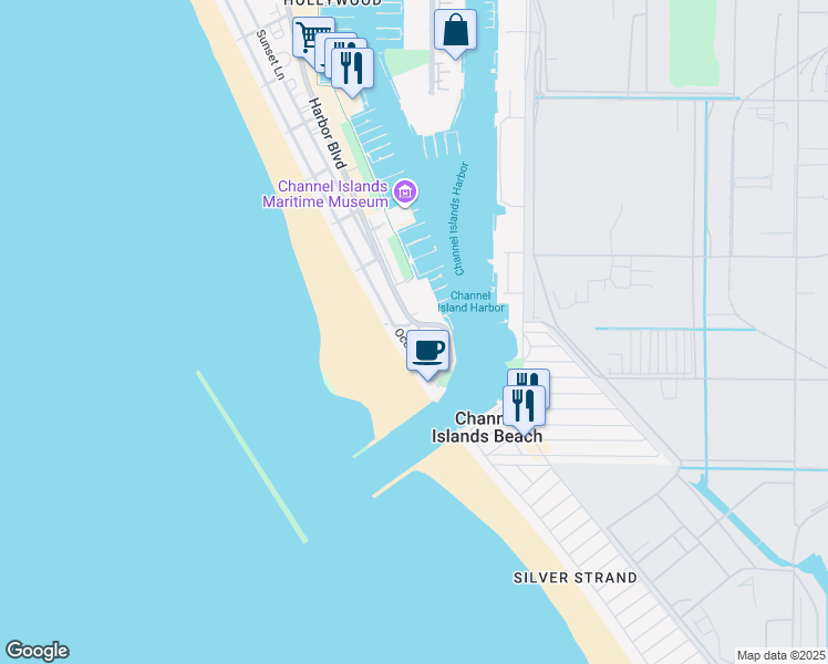 map of restaurants, bars, coffee shops, grocery stores, and more near 3237 Playa Court in Oxnard