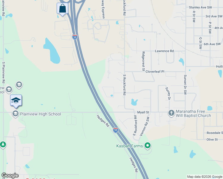 map of restaurants, bars, coffee shops, grocery stores, and more near 2614 Ridgeway Street Southwest in Ardmore