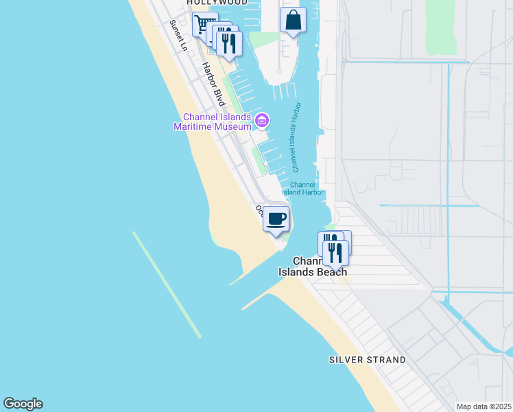 map of restaurants, bars, coffee shops, grocery stores, and more near 3273 Ocean Drive in Oxnard
