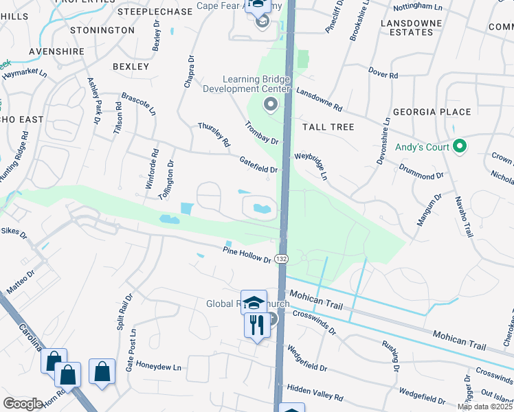 map of restaurants, bars, coffee shops, grocery stores, and more near 4421 Jay Bird Circle in Wilmington