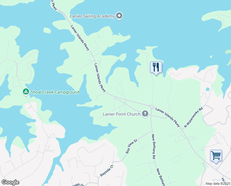 map of restaurants, bars, coffee shops, grocery stores, and more near 3143 Lee Circle in Buford
