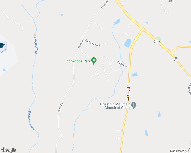 map of restaurants, bars, coffee shops, grocery stores, and more near 5115 Timberline Trail in Flowery Branch