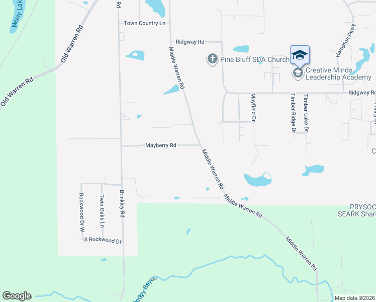 map of restaurants, bars, coffee shops, grocery stores, and more near 6504 Middle Warren Road in Pine Bluff