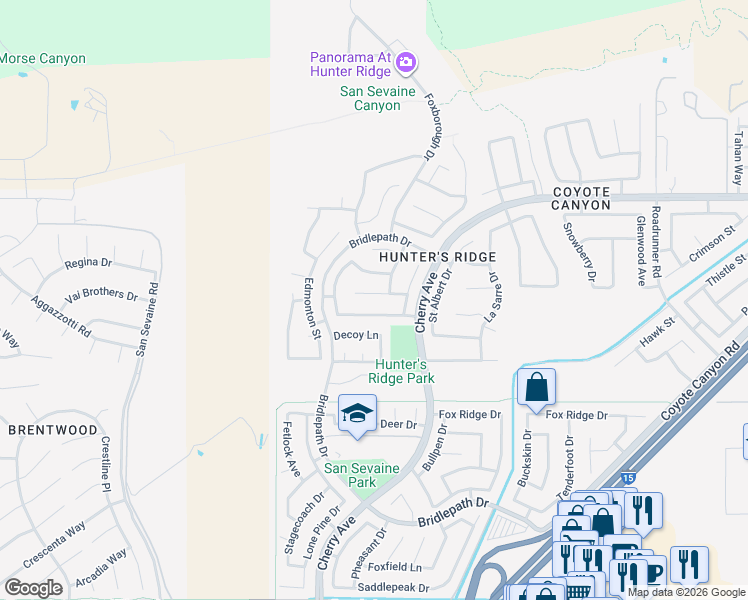 map of restaurants, bars, coffee shops, grocery stores, and more near 14680 Nova Scotia Drive in Fontana