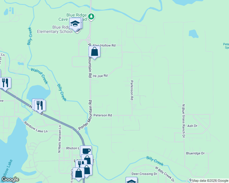 map of restaurants, bars, coffee shops, grocery stores, and more near 1412 Amanda Drive in Navajo County