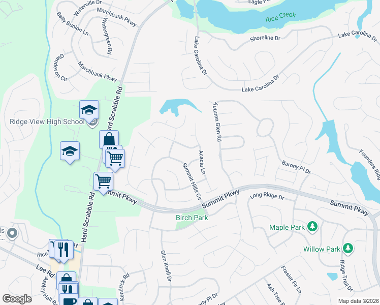 map of restaurants, bars, coffee shops, grocery stores, and more near 419 Summit Hills Circle in Columbia