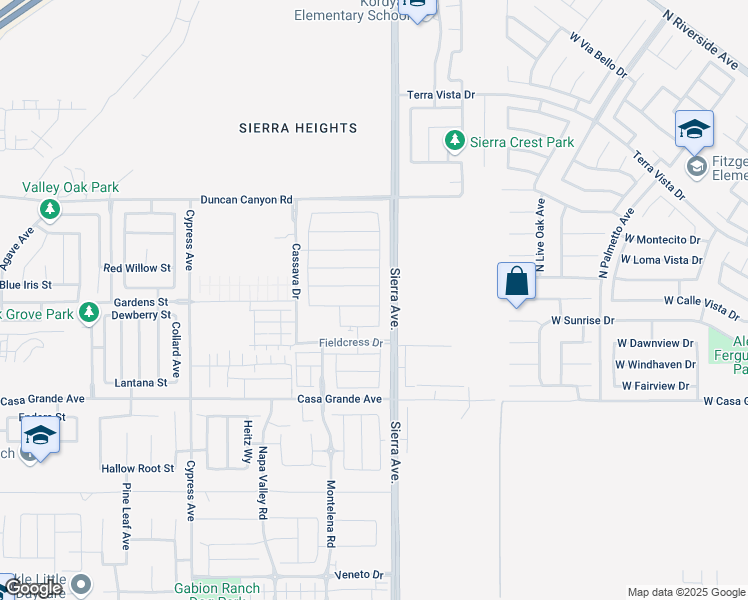 map of restaurants, bars, coffee shops, grocery stores, and more near 4936-4958 Sierra Ave in Fontana