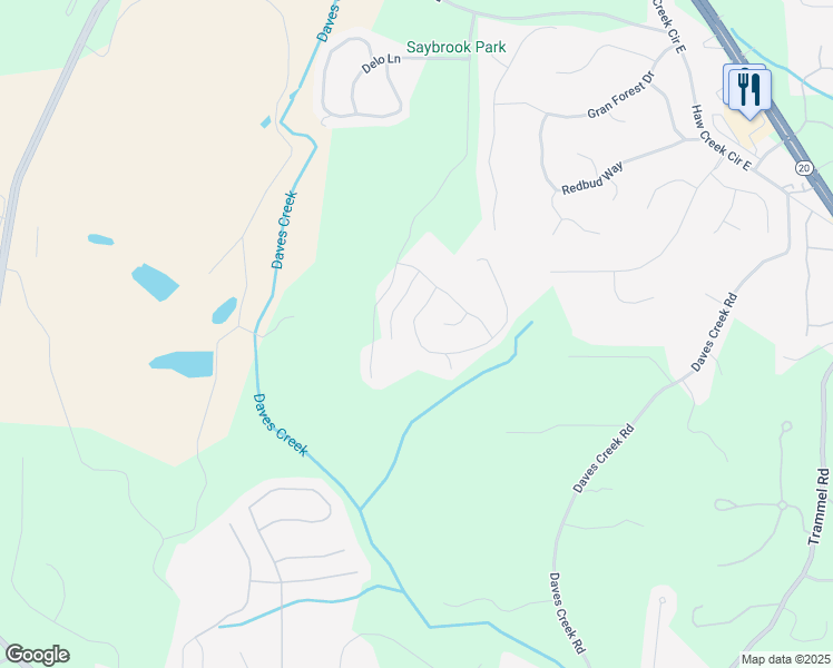 map of restaurants, bars, coffee shops, grocery stores, and more near 1610 Walking Horse Trail in Cumming