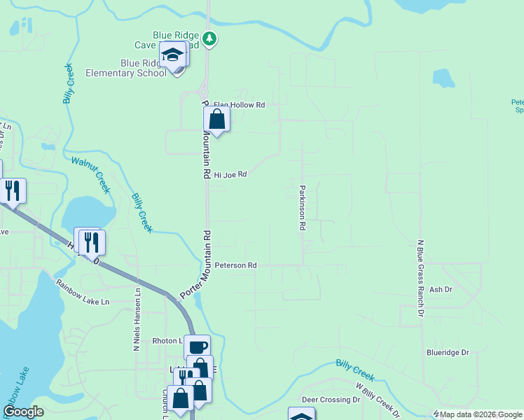 map of restaurants, bars, coffee shops, grocery stores, and more near 1412 Amanda Drive in Navajo County