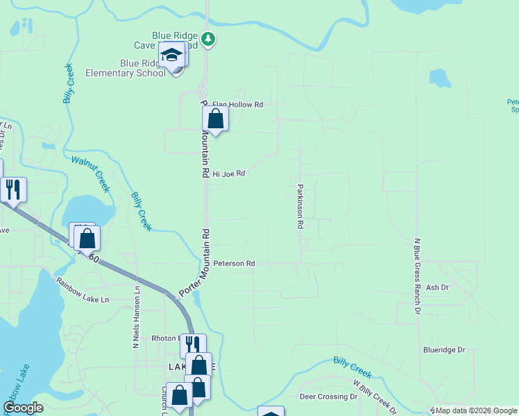 map of restaurants, bars, coffee shops, grocery stores, and more near 1412 Amanda Drive in Navajo County