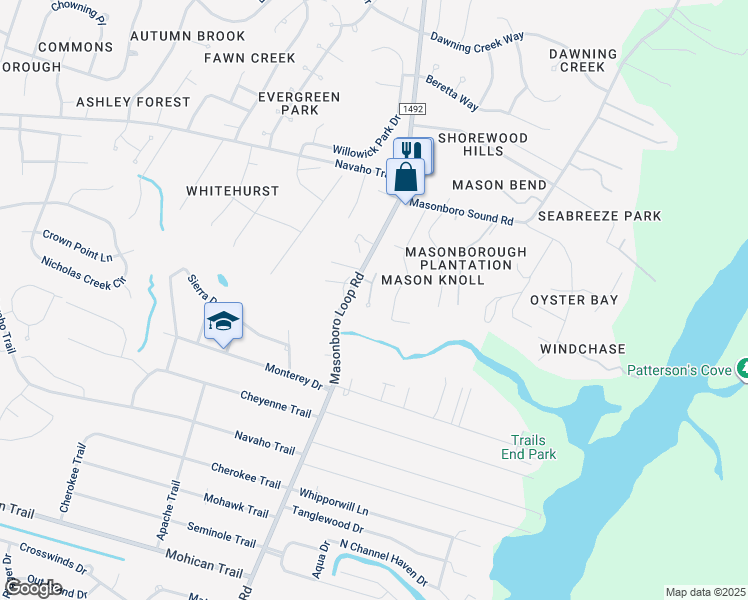 map of restaurants, bars, coffee shops, grocery stores, and more near 4205 Purviance Court in Wilmington