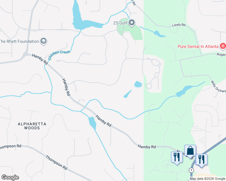 map of restaurants, bars, coffee shops, grocery stores, and more near 3127 Watsons Bend in Alpharetta
