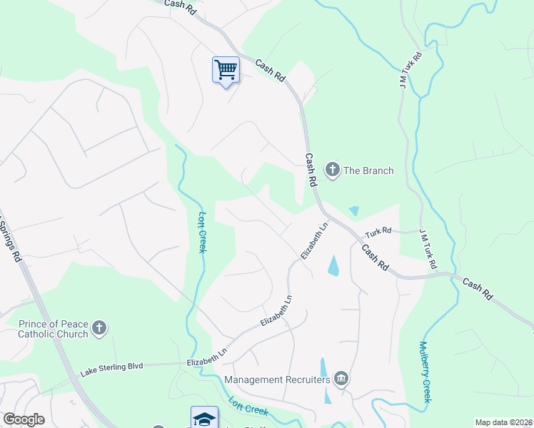 map of restaurants, bars, coffee shops, grocery stores, and more near 5319 High Point Road in Flowery Branch