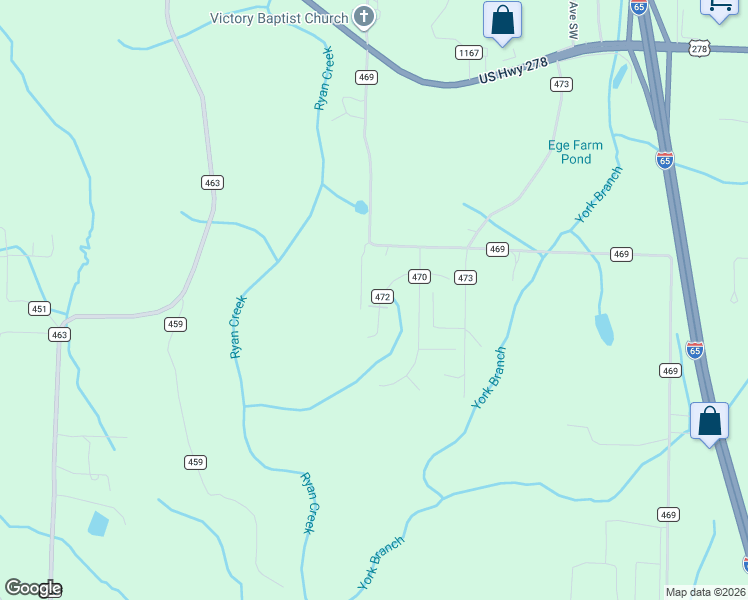 map of restaurants, bars, coffee shops, grocery stores, and more near 486 County Road 469 in Cullman