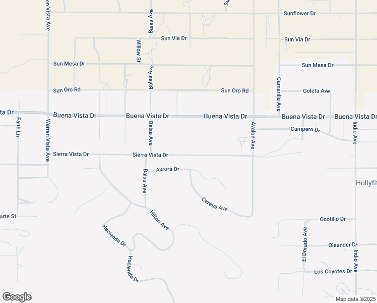 map of restaurants, bars, coffee shops, grocery stores, and more near 58250 Sierra Vista Drive in Yucca Valley