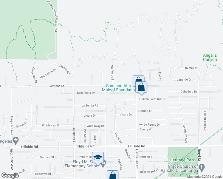 map of restaurants, bars, coffee shops, grocery stores, and more near in Rancho Cucamonga