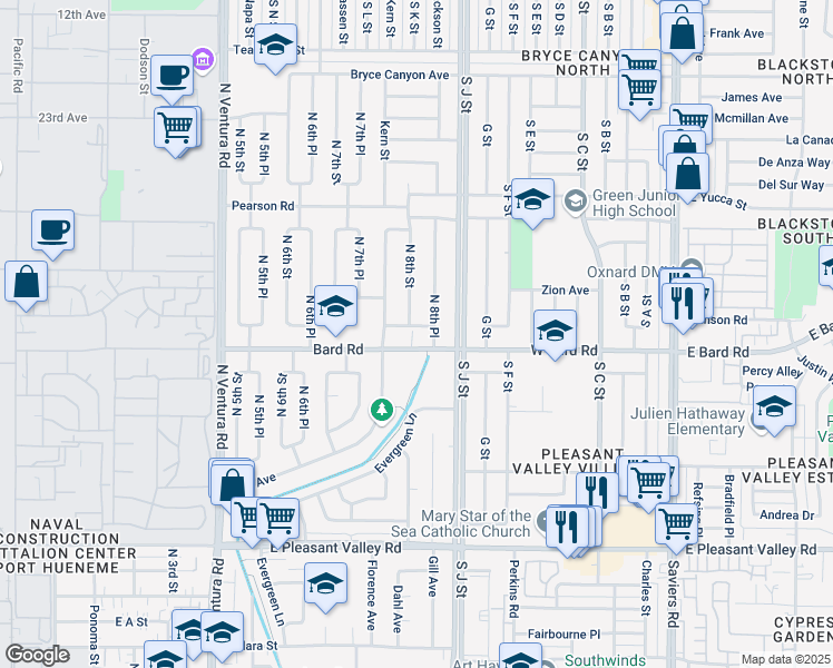 map of restaurants, bars, coffee shops, grocery stores, and more near 816 McKeehan Drive in Port Hueneme
