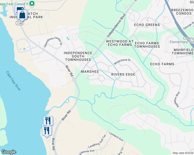 map of restaurants, bars, coffee shops, grocery stores, and more near 211 Fullford Lane in Wilmington