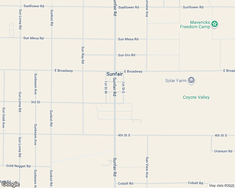 map of restaurants, bars, coffee shops, grocery stores, and more near Sunfair Road in Joshua Tree