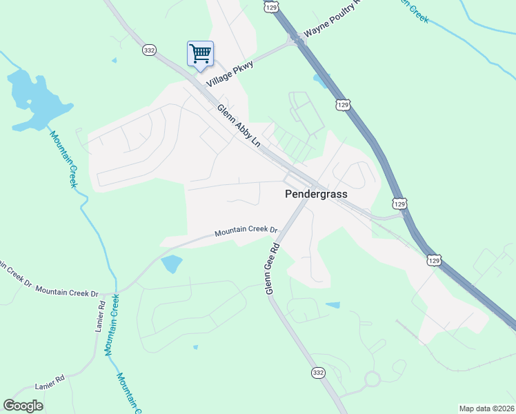 map of restaurants, bars, coffee shops, grocery stores, and more near 92 Mountain Creek Drive in Pendergrass