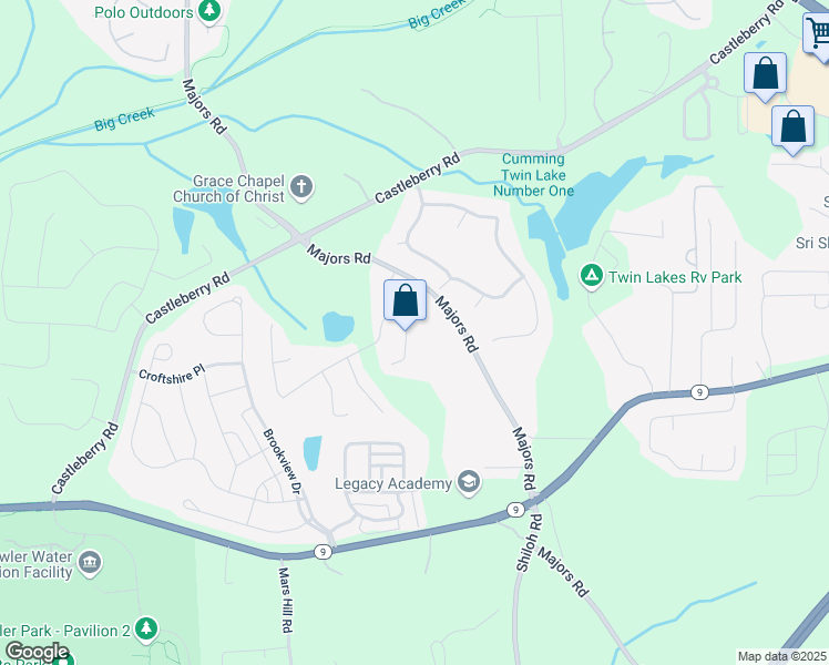 map of restaurants, bars, coffee shops, grocery stores, and more near 6910 Ashford Manor Way in Cumming