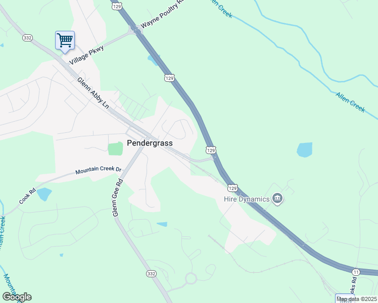 map of restaurants, bars, coffee shops, grocery stores, and more near 138 Old Gainesville Highway in Pendergrass