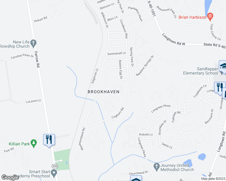 map of restaurants, bars, coffee shops, grocery stores, and more near 470 Robins Egg Drive in Columbia
