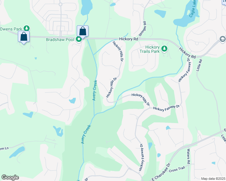 map of restaurants, bars, coffee shops, grocery stores, and more near 5034 Hickory Hills Drive in Woodstock