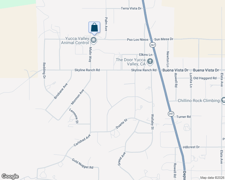 map of restaurants, bars, coffee shops, grocery stores, and more near Canton Street in Yucca Valley
