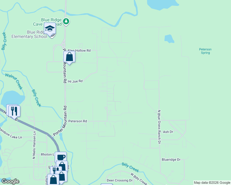 map of restaurants, bars, coffee shops, grocery stores, and more near 915 Raindrop Lane in Navajo County