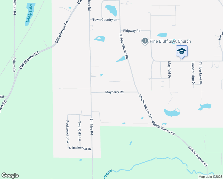 map of restaurants, bars, coffee shops, grocery stores, and more near 4204 Skyline Drive in Pine Bluff