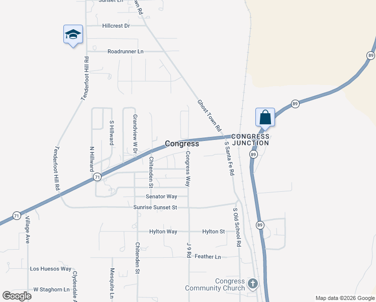 map of restaurants, bars, coffee shops, grocery stores, and more near 100 Congress Way in Congress