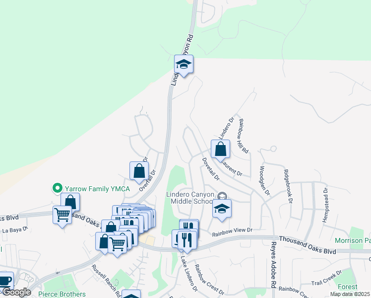 map of restaurants, bars, coffee shops, grocery stores, and more near 6023 Lake Nadine Place in Agoura Hills