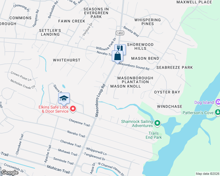 map of restaurants, bars, coffee shops, grocery stores, and more near 4106 Purviance Court in Wilmington