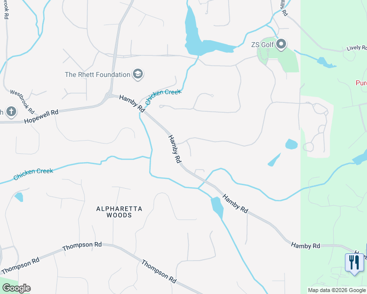 map of restaurants, bars, coffee shops, grocery stores, and more near 340 Blair Court in Alpharetta