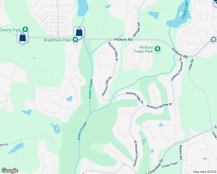 map of restaurants, bars, coffee shops, grocery stores, and more near 5036 Hickory Hills Drive in Woodstock