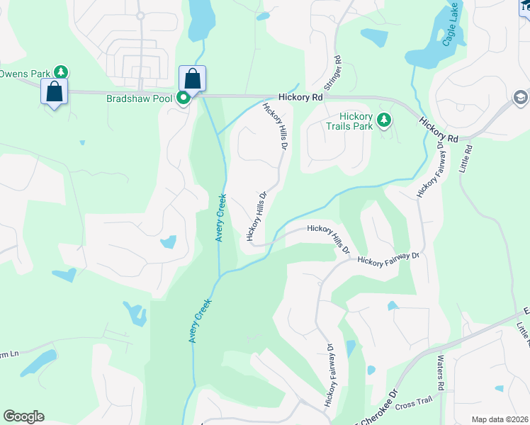 map of restaurants, bars, coffee shops, grocery stores, and more near 5036 Hickory Hills Drive in Woodstock