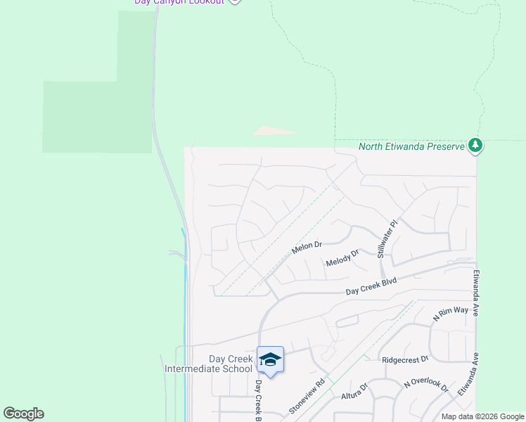 map of restaurants, bars, coffee shops, grocery stores, and more near 5030 Juneau Court in Rancho Cucamonga